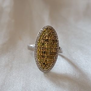 Yellow Baguette Diamond Cocktail Ring 925